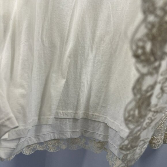 Chicos Women's Blouse Size XL Mesh Overlay Lined Stretch Lace Cotton Long Sleeve - Picture 6 of 9